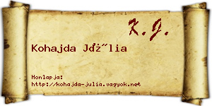 Kohajda Júlia névjegykártya