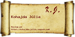 Kohajda Júlia névjegykártya
